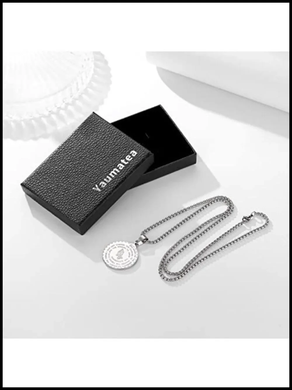 Serenity Prayer Necklace Praying Hands Pendant Stainless Steel Religious